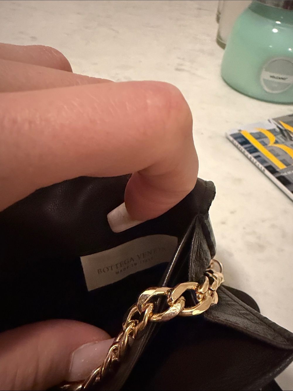 Bottega Veneta Dark Brown Intrecciato Leather Chain Clutch - Picture 5 of 6